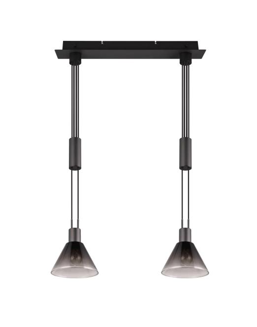 Pendelleuchte 2xE27 1 Stück Metall / Glas Schwarz günstig online kaufen