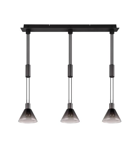 Pendelleuchte 3x E27 1 Stück Metall / Glas Schwarz günstig online kaufen