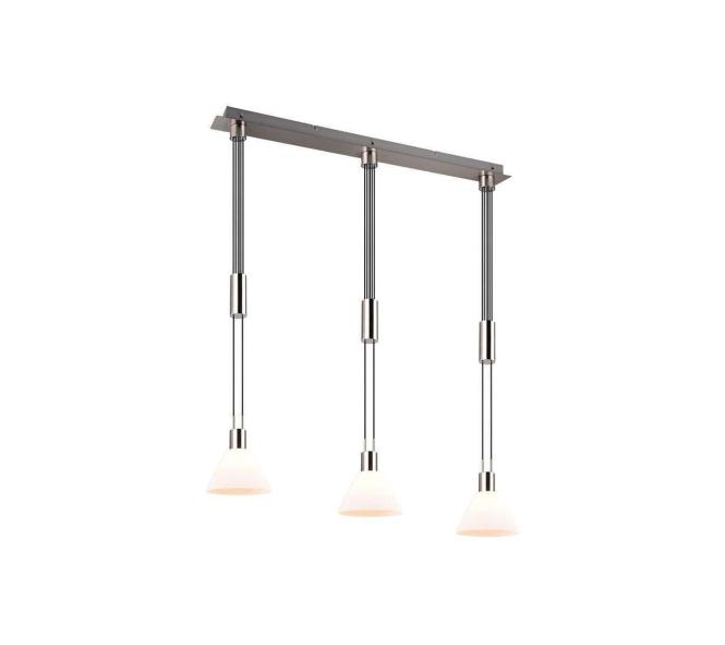 Pendelleuchte 3xE27 1 Stück Metall / Glas Weiß, Hellgrau günstig online kaufen