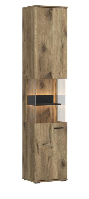 Vitrine 1-trg mit Glas inkl. LED-Beleuchtung ca. 40x198x37 cm Eiche / Anthr günstig online kaufen