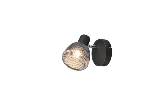 Spot 1x E14 Metall Matt Chrom bedampft 1 Stück Metall / Glas Schwarz günstig online kaufen