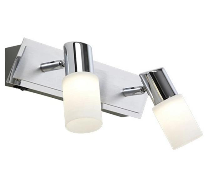 Spot 2- flammig Aluminium gebürstet 1 Stück Aluminium / Glas Hellgrau, Weiß günstig online kaufen