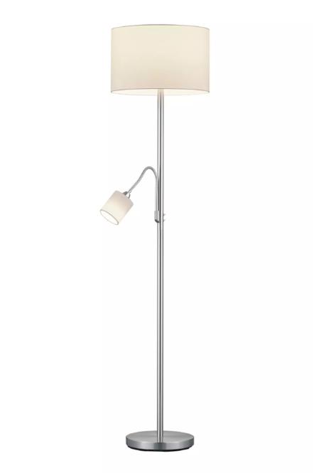 Stehlampe HOTEL Nickel Matt 1 Stück Metall / Stoff Hellgrau, Weiß günstig online kaufen