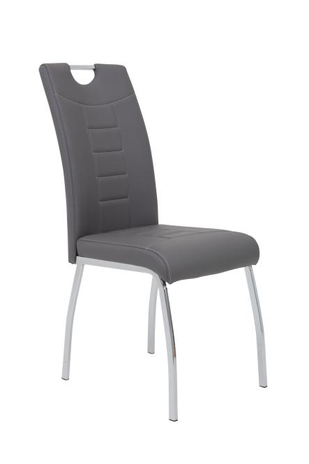 Esszimmerstuhl 2er Set ANDREA S Kunstleder Grau günstig online kaufen