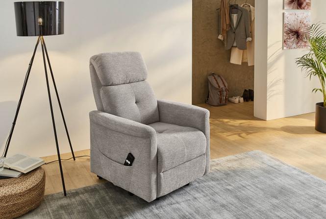 TV-Sessel inkl. elektrische Relaxfunktion und Aufstehhilfe DALLAS von Pro Com Chenille Grau