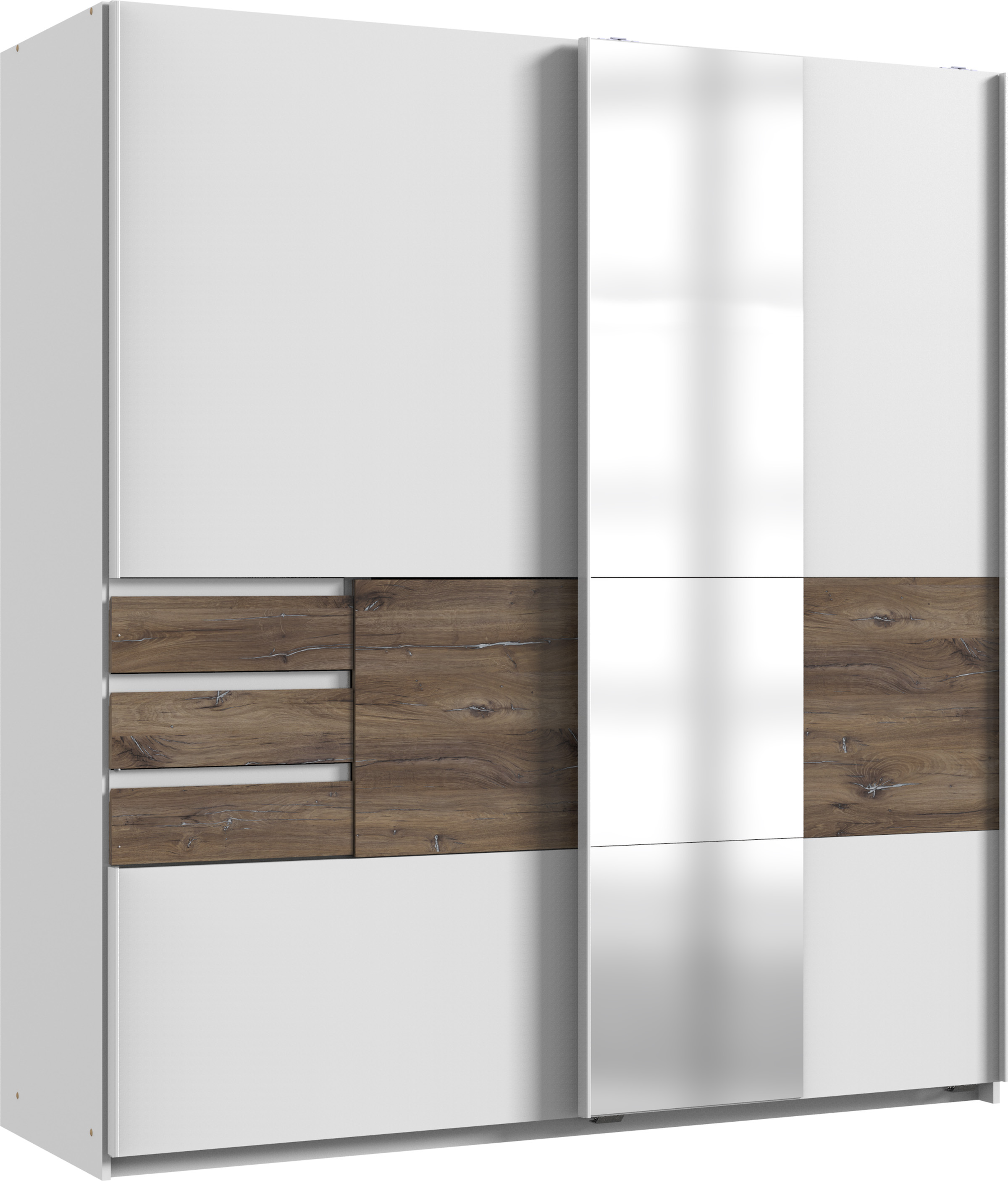 inkl. Weiß BAMBERG Flagstaff-Eiche-Nachbildung in 180 cm Absätzen Wimex 2-türig, mit Spiegeltür 1 von Schwebetürenschrank
