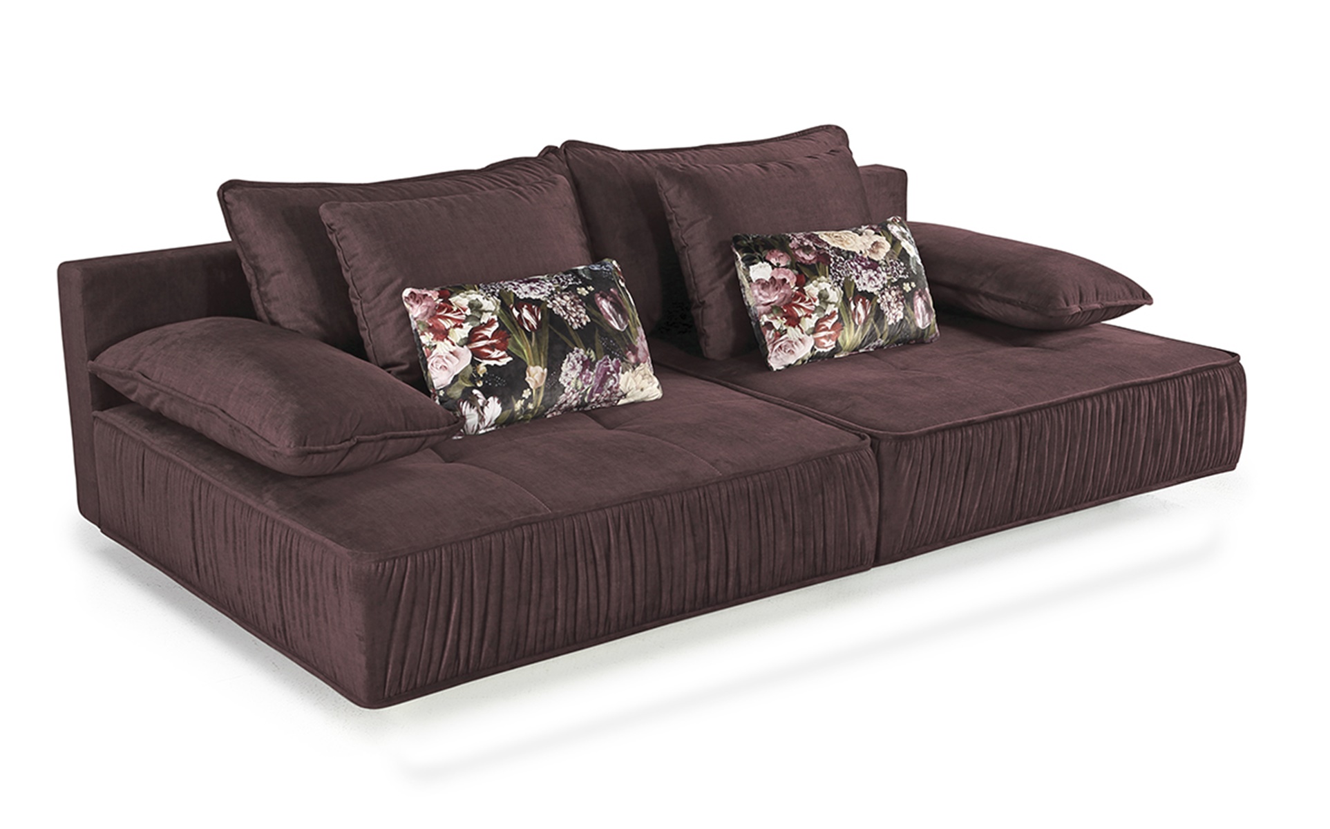 Big-Sofa inkl. Bodenbeleuchtung MARRAKESCH von JOB Samt aubergine
