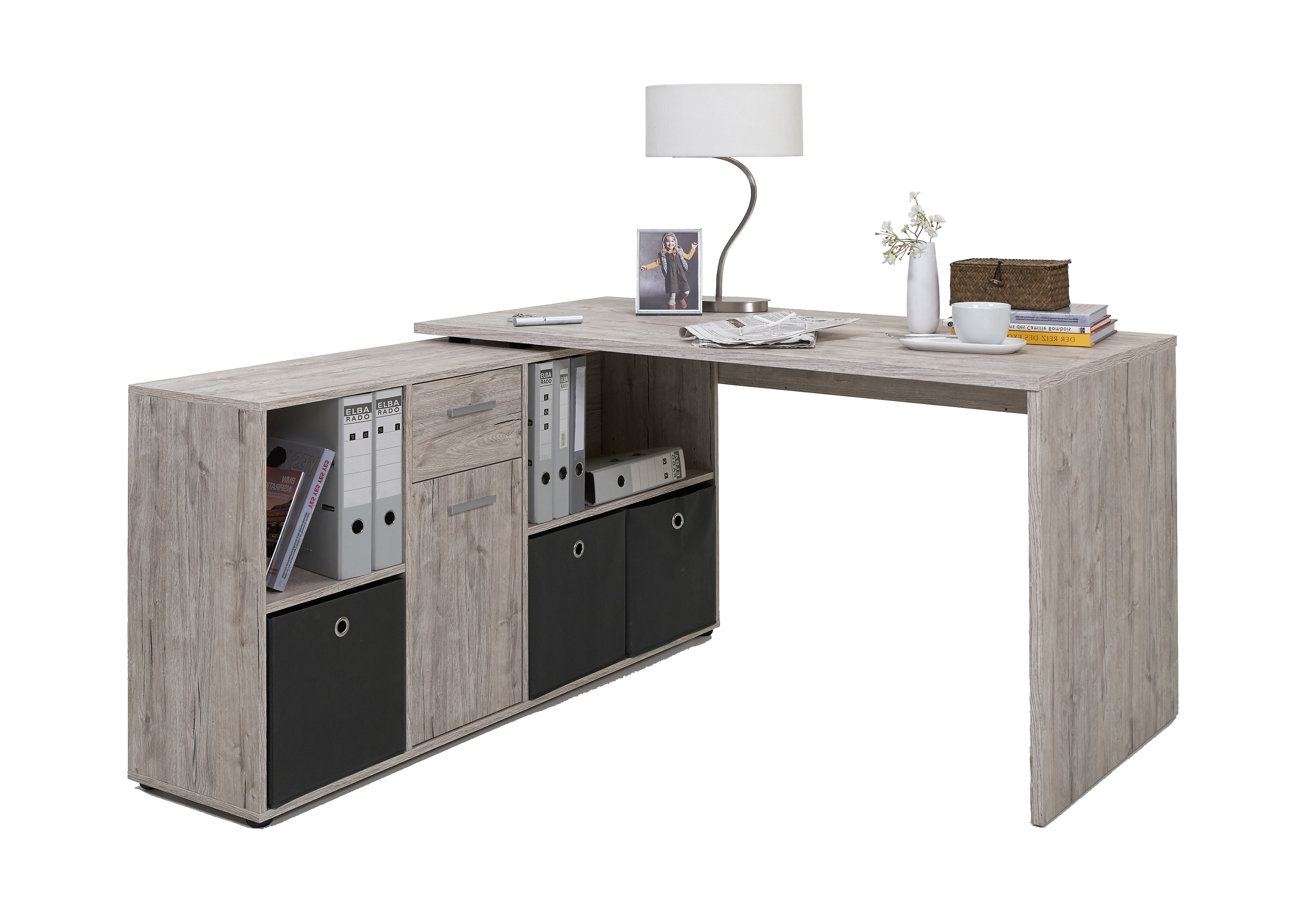 LEX 1 Schreibtisch Winkelkombi von FMD Sandeiche